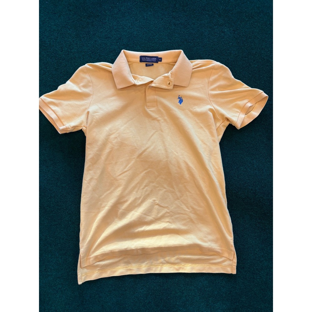 US Polo Assn Performance Pique Polo Shirt Yellow Short Sleeve Mens Size S